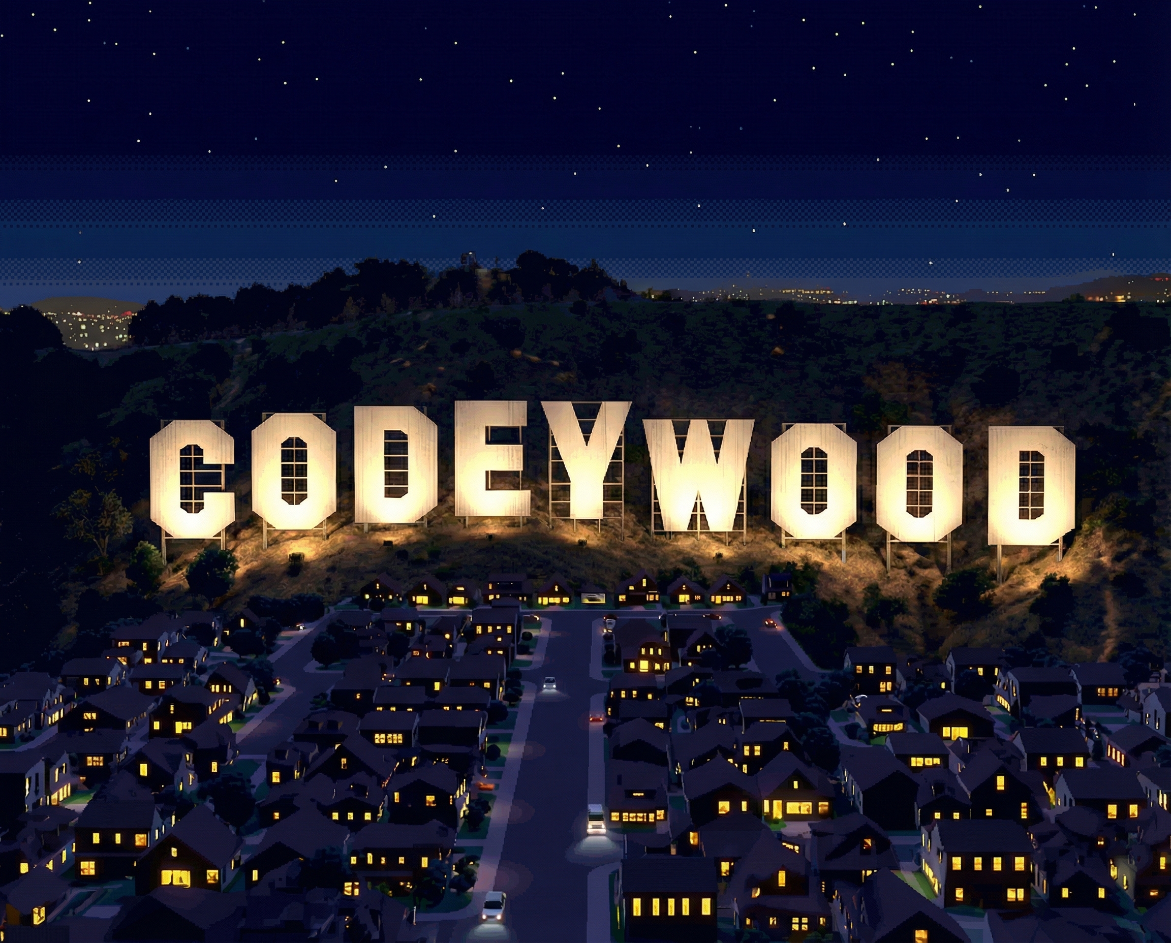 Codeywood - Hollywood sign reimagined as pixel art